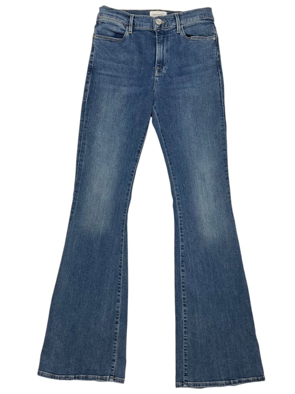 Frame Le High Flare Jean 28 Ashton Blue Full Length